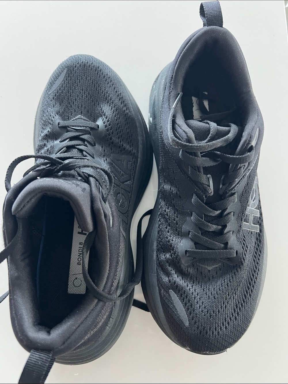 Hoka Women’s size 7 Black Bondi 8 Running Shoes. Very gently used.